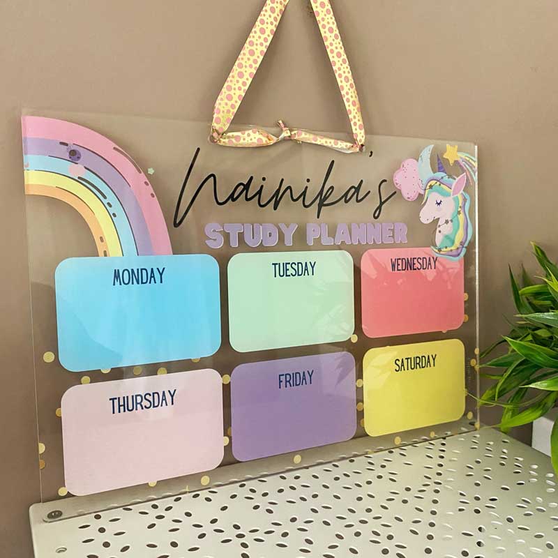Unicorns & Rainbows Weekly Planner - Acrylic – Cupik Design India