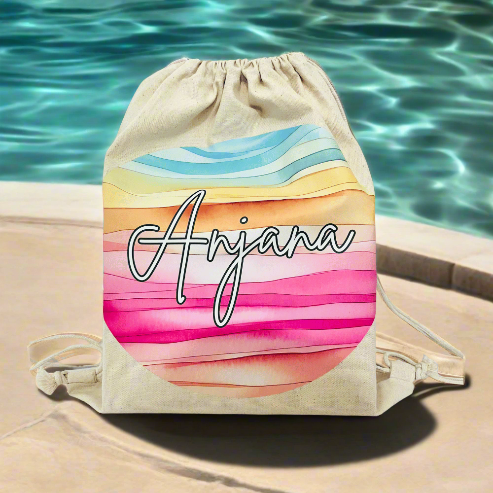 Colour Waves Drawstring Bag Canvas